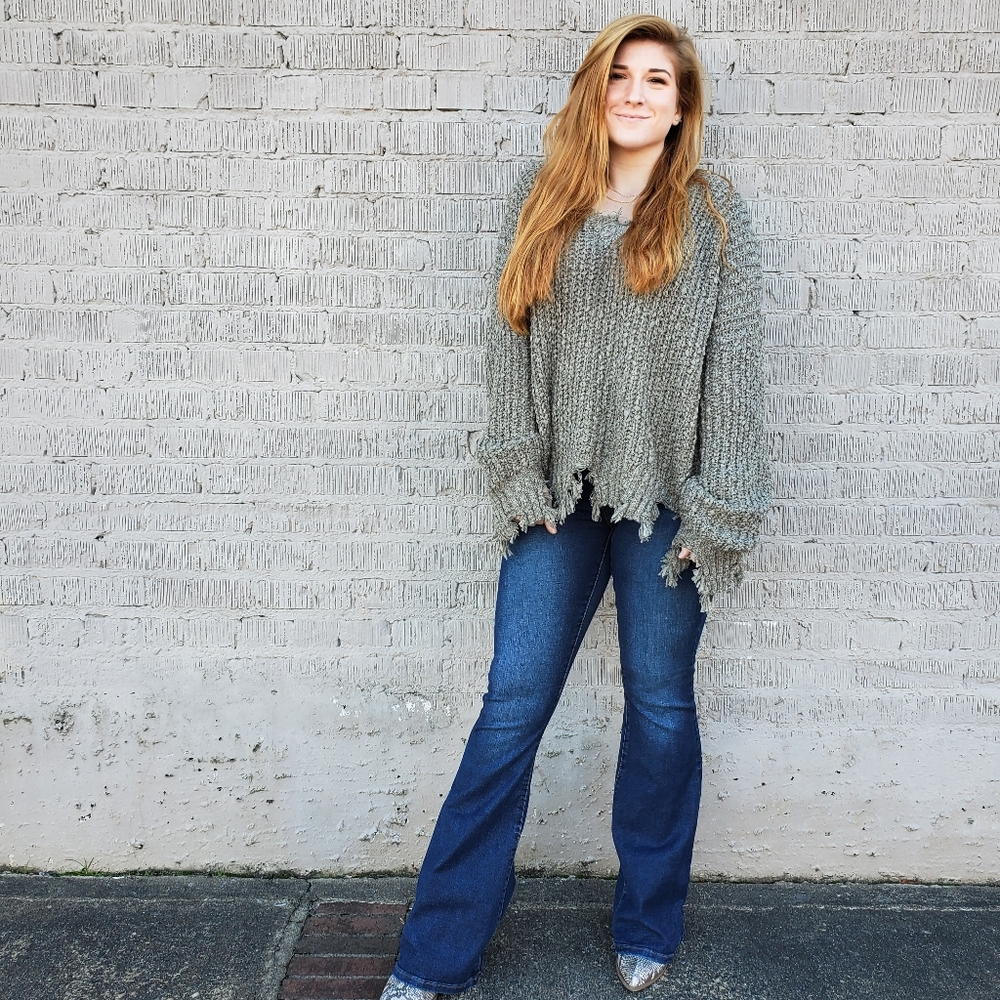 Strike a Pose Oversized Distressed Sweater